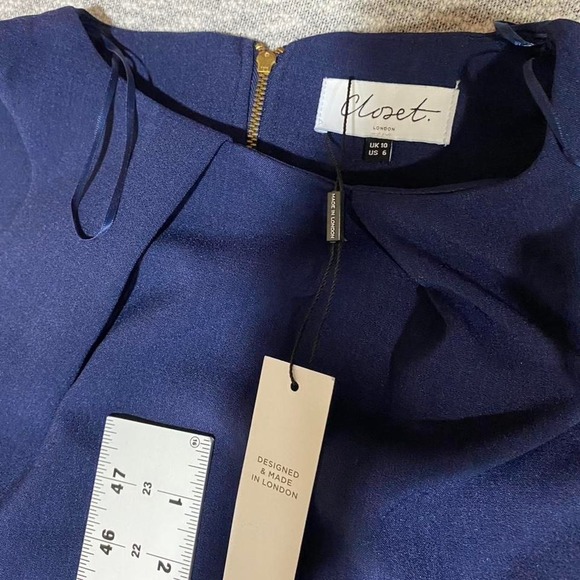 Navy blue Closet London dress with cream trim women Size 6 New with tag. SKU818 - Picture 7 of 7
